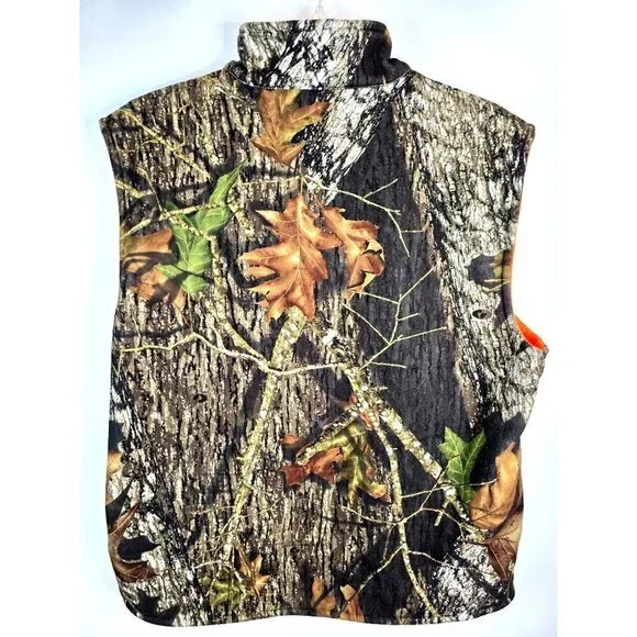 Red Head Camo/Orange Reversible Zip Up Fleece Vest Men's Size Large - Picture 2 of 9